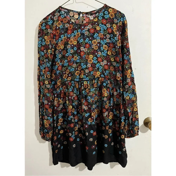 Zara babydoll floral colorful long sleeve dress Size S - Picture 3 of 13